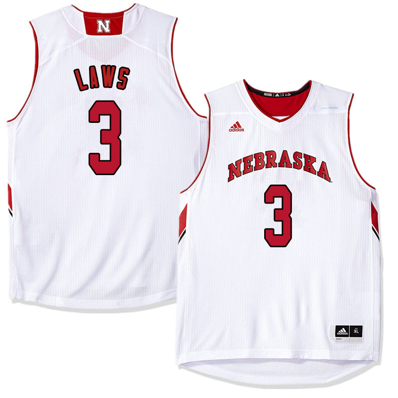 Men Nebraska Cornhuskers #3 Malcolm Laws College Basketball Jersyes Sale-White